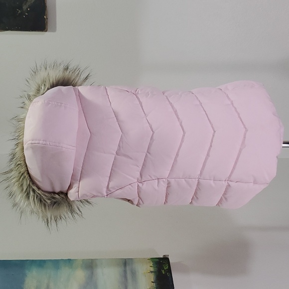 H&M pink Padded fur hood vest size 4-6y - Picture 5 of 16